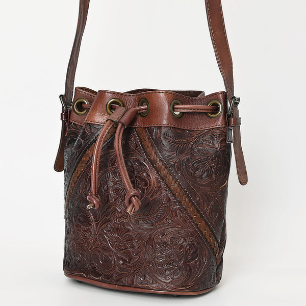 OHLAY OHG101C Bucket Hand Tooled Genuine Leather women bag western by Hilason – Cowboy and equestrian accessories
