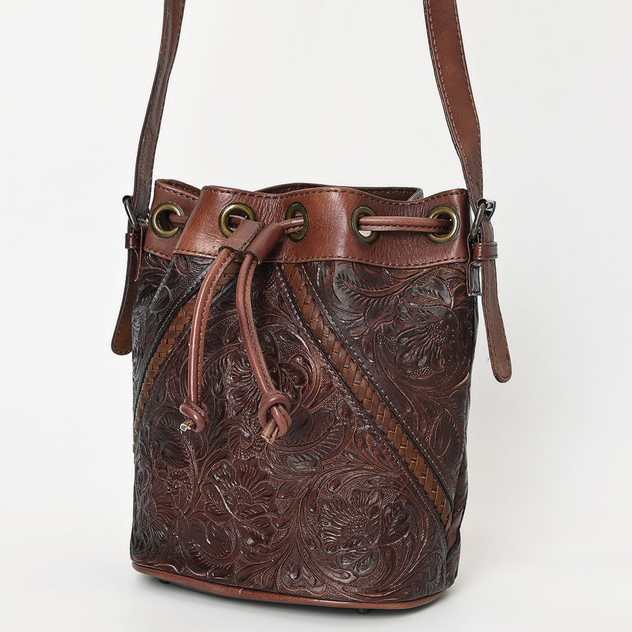 OHLAY OHG101C Bucket Hand Tooled Genuine Leather women bag western by Hilason – Cowboy and equestrian accessories