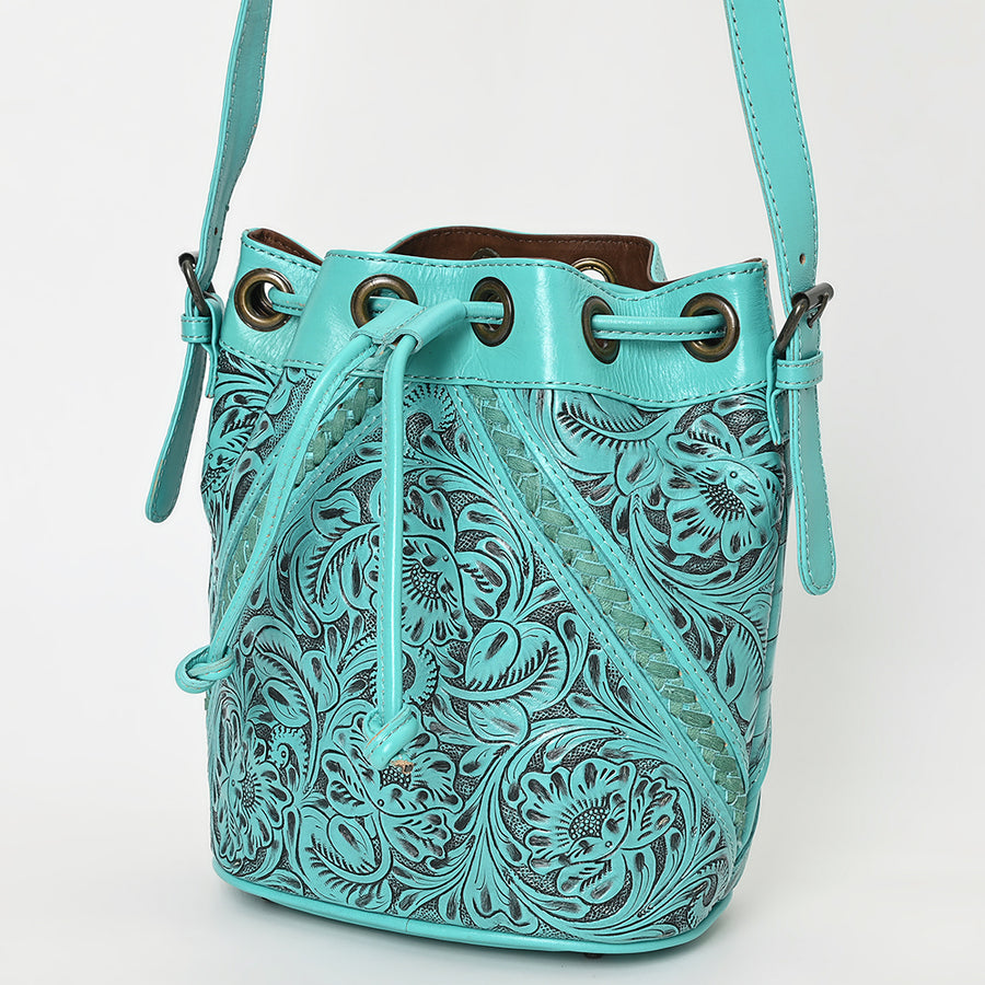 OHLAY OHG101D Bucket Hand Tooled Genuine Leather women bag western by Hilason – Cowboy and equestrian accessories
