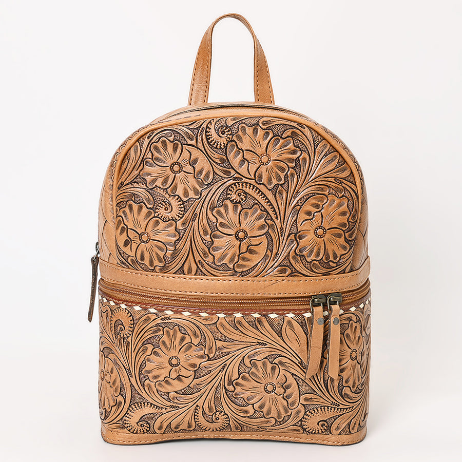 OHLAY Backpack Hand Tooled Genuine Leather Women's Bag Western Handbag Purse | Womens Handbags Belt for Women Summer