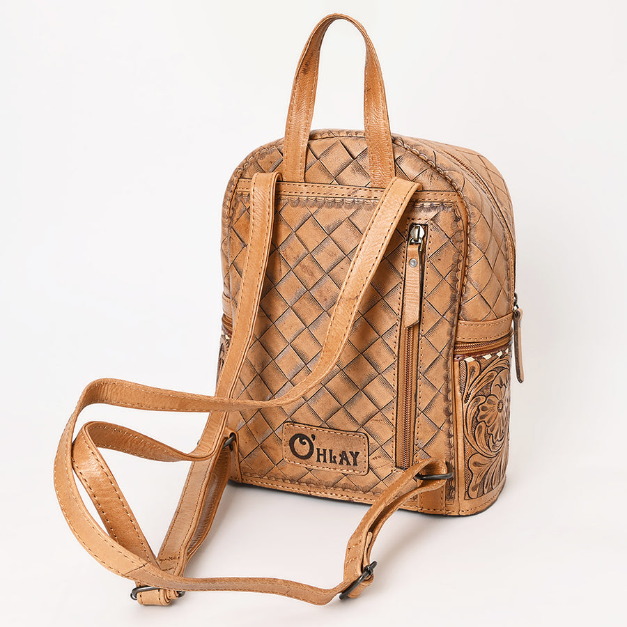 OHLAY Backpack Hand Tooled Genuine Leather Women's Bag Western Handbag Purse | Womens Handbags Belt for Women Summer