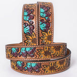 OHLAY Beautifully hand tooled Genuine American Leather Belt Men and  Women Hand Painted