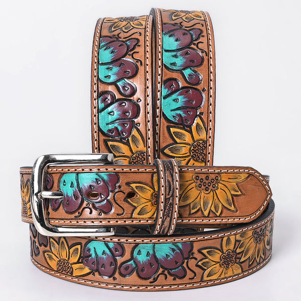 OHLAY Beautifully hand tooled Genuine American Leather Belt Men and Women Painted - Uhorse