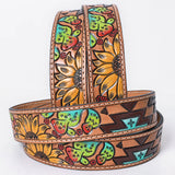 OHLAY Beautifully hand tooled Genuine American Leather Belt Men and  Women Hand Painted