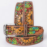 OHLAY Beautifully hand tooled Genuine American Leather Belt Men and  Women Hand Painted