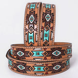 OHLAY Beautifully hand tooled Genuine American Leather Belt Men and  Women Hand Painted