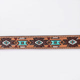 OHLAY Beautifully hand tooled Genuine American Leather Belt Men and  Women Hand Painted