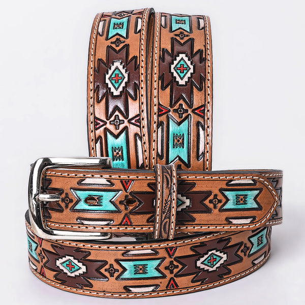 OHLAY Beautifully hand tooled Genuine American Leather Belt Men and Women Painted - Uhorse