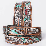 OHLAY Beautifully hand tooled Genuine American Leather Belt Men and  Women Hand Painted