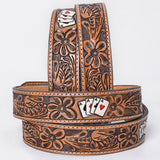 OHLAY Beautifully hand tooled Genuine American Leather Belt Men and  Women