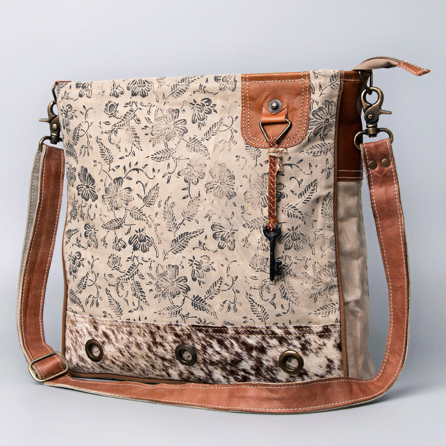 Ohlay Bags OHV115 Cross Body I Upcycled Canvas Hair-On Genuine Leather by Hilason – Cowboy and equestrian accessories