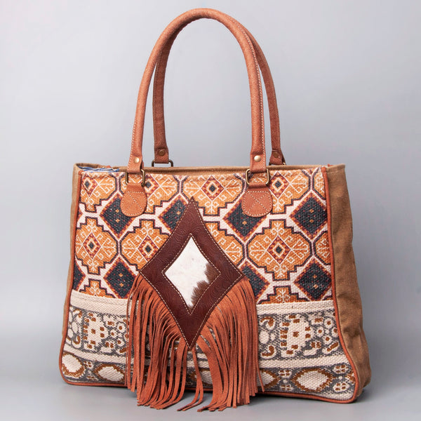 OHLAY WEEKENDER Upcycled Wool Embossed Hair-on Genuine Leather women bag western handbag purse - Uhorse