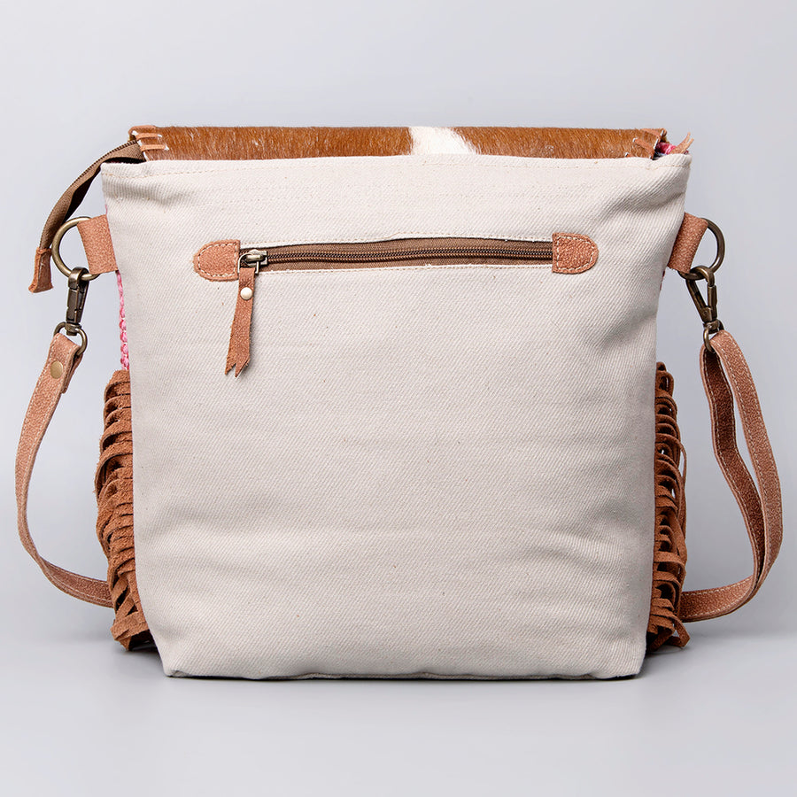 Ohlay Bags OHV120 Cross Body Ii Upcycled Wool Canvas Hair-On Genuine Leather Women Bag Western Handbag Purse