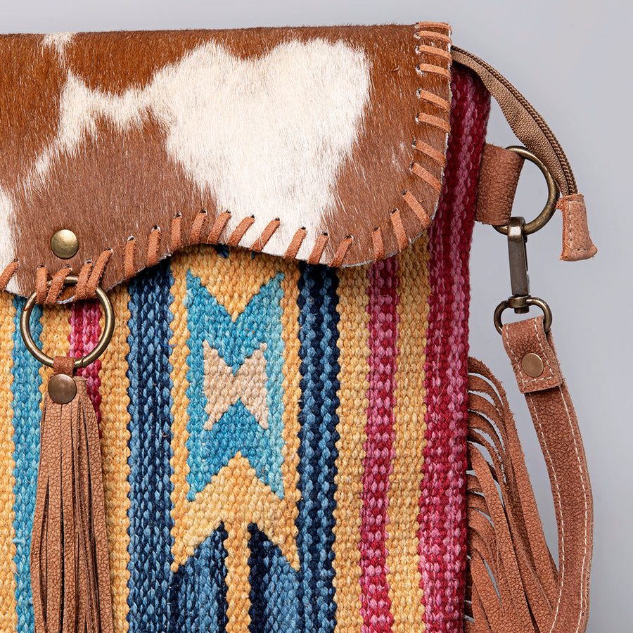 Ohlay Bags OHV120 Cross Body Ii Upcycled Wool Canvas Hair-On Genuine Leather Women Bag Western Handbag Purse