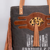 OHLAY OHV122 HOBO Upcycled Canvas Hair-on Genuine Leather women bag western handbag purse