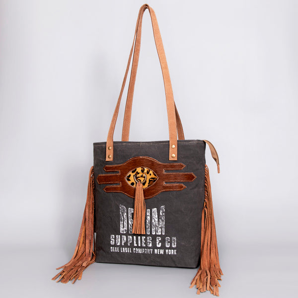 OHLAY OHV122 HOBO Upcycled Canvas Hair-on Genuine Leather women bag by Hilason – Cowboy and equestrian accessories