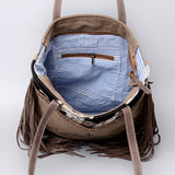 OHLAY OHV124 HOBO Upcycled Canvas Embossed Hair-on Genuine Leather women bag western handbag purse