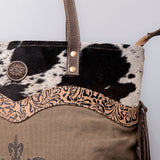 OHLAY OHV124 HOBO Upcycled Canvas Embossed Hair-on Genuine Leather women bag western handbag purse