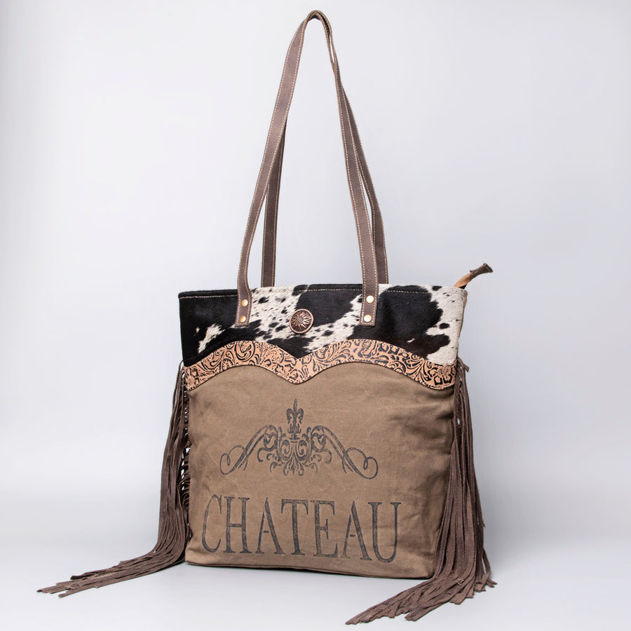 OHLAY OHV124 HOBO Upcycled Canvas Embossed Hair-on Genuine Leather by Hilason – Cowboy and equestrian accessories