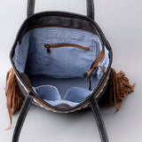 OHLAY OHV125 HOBO Upcycled Canvas Embossed  Genuine Leather women bag western handbag purse