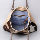 OHLAY OHV128 HOBO Upcycled Canvas Hair-on Genuine Leather women bag western handbag purse