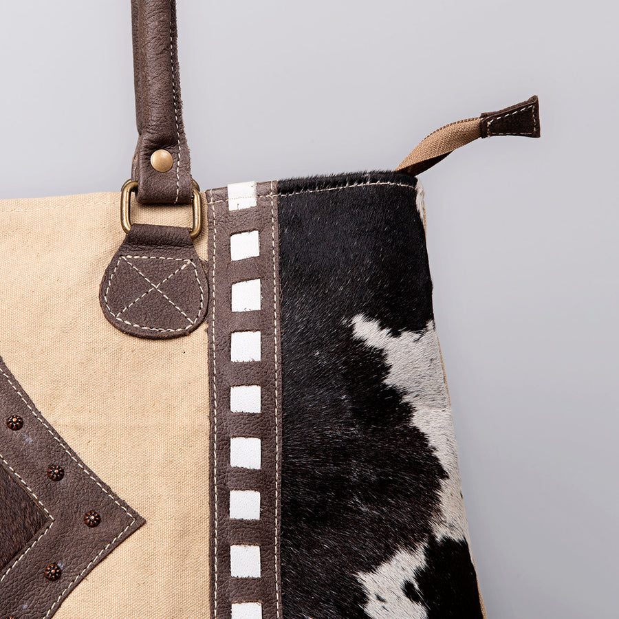 OHLAY Hobo Upcycled Canvas Hair-On Genuine Leather Women Bag Western Handbag Purse | Womens Handbags Belt for Summer