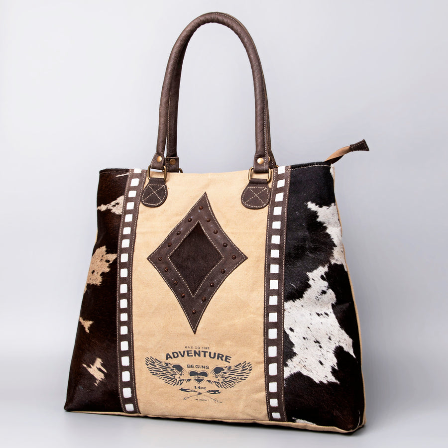 OHLAY OHV128 HOBO Upcycled Canvas Hair-on Genuine Leather women bag by Hilason – Cowboy and equestrian accessories