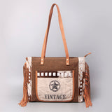 OHLAY OHV131 HOBO Upcycled Canvas Hair-on Genuine Leather women bag western handbag purse