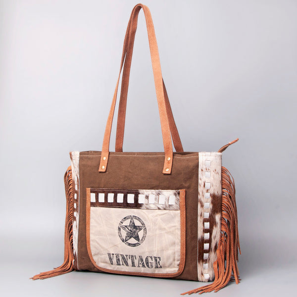 OHLAY OHV131 HOBO Upcycled Canvas Hair-on Genuine Leather women bag by Hilason – Cowboy and equestrian accessories