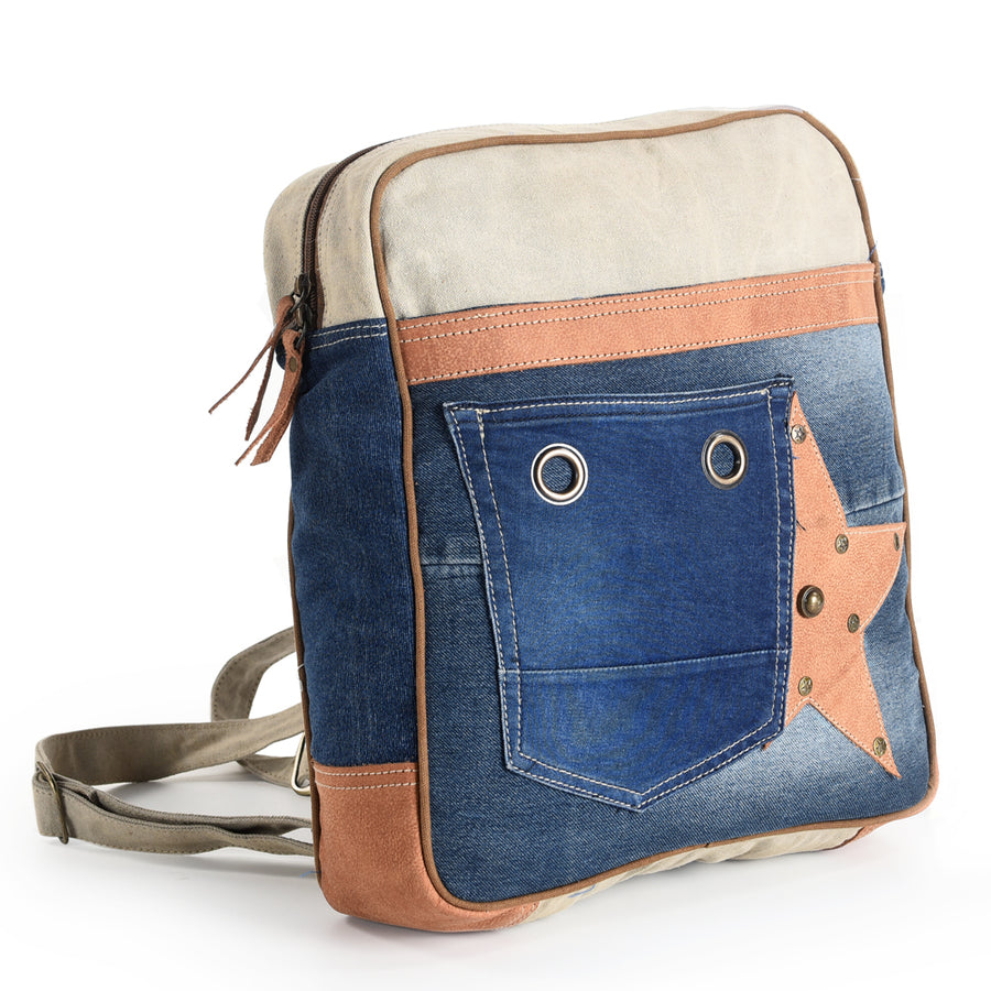 Ohlay Bags OHV136 Backpack Upcycled Canvas 100% Cotton Demin Genuine by Hilason – Cowboy and equestrian accessories