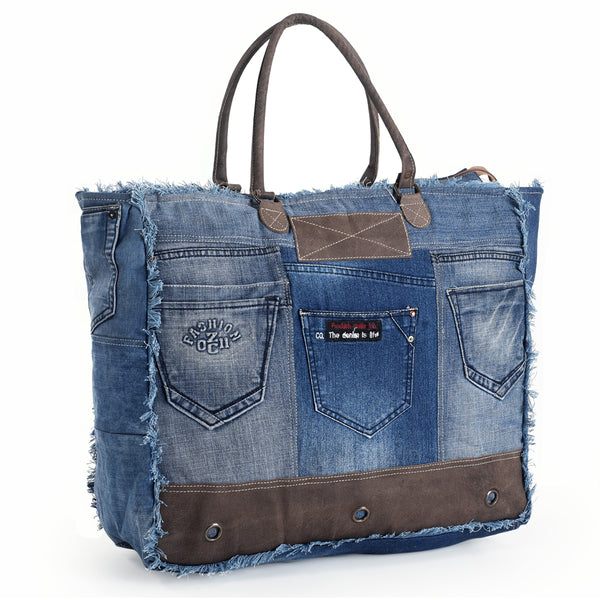 OHLAY WEEKENDER 100% Cotton Demin Genuine Leather women bag western handbag purse - Uhorse