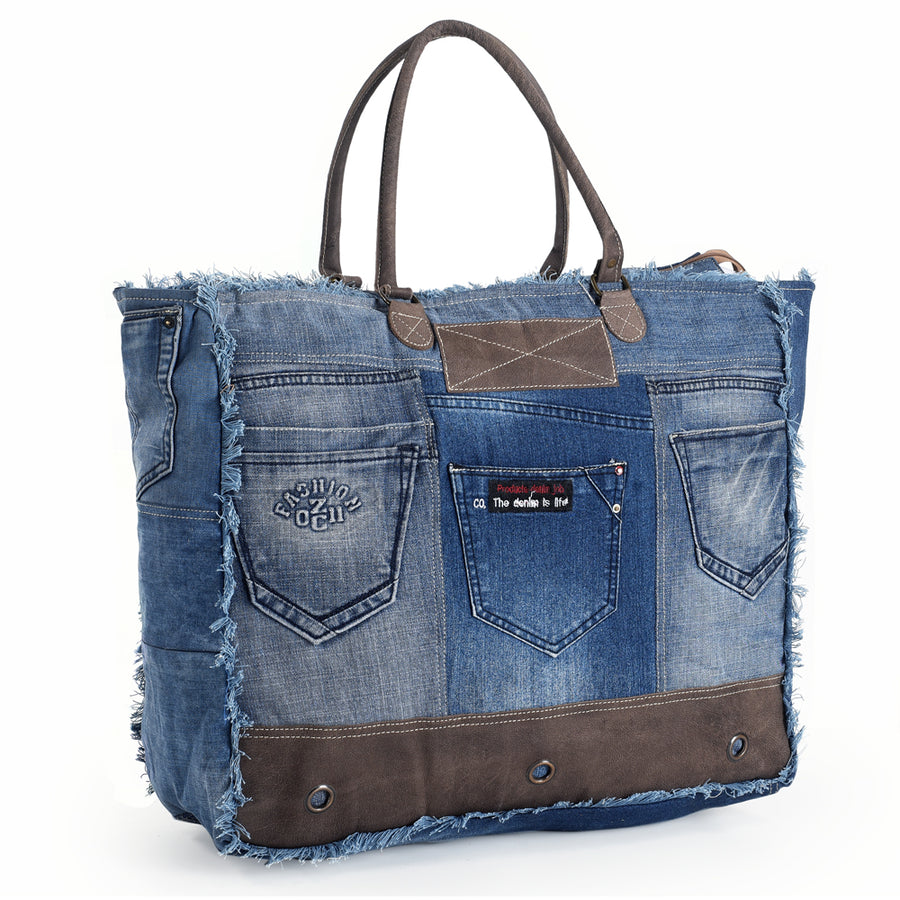 OHLAY WEEKENDER 100% Cotton Demin Genuine Leather women bag western handbag purse - Uhorse