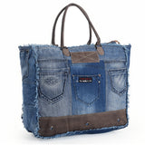 OHLAY WEEKENDER 100% Cotton Demin  Genuine Leather women bag western handbag purse