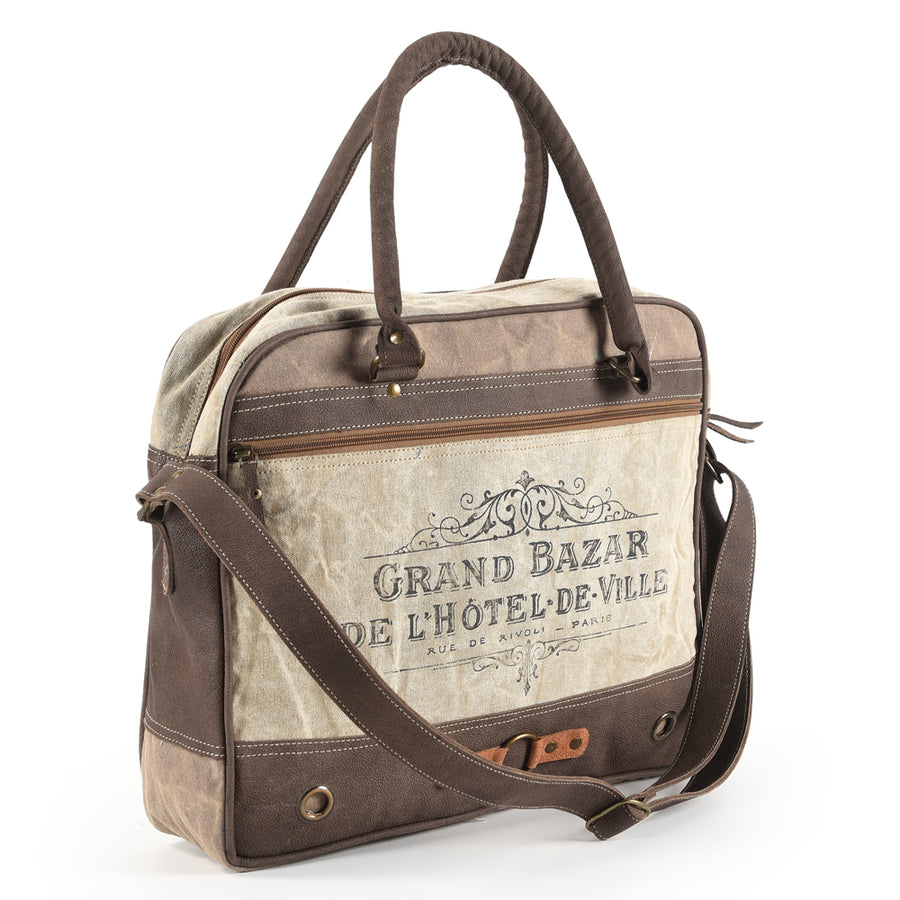 Ohlay Bags OHV159 Briefcase Upcycled Canvas Genuine Leather Women Bag by Hilason – Cowboy and equestrian accessories