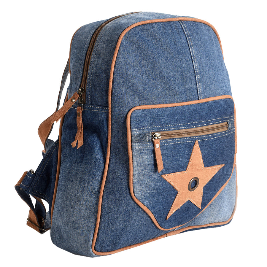 Ohlay Bags OHV171 Backpack 100% Cotton Demin Genuine Leather Women Bag by Hilason – Cowboy and equestrian accessories