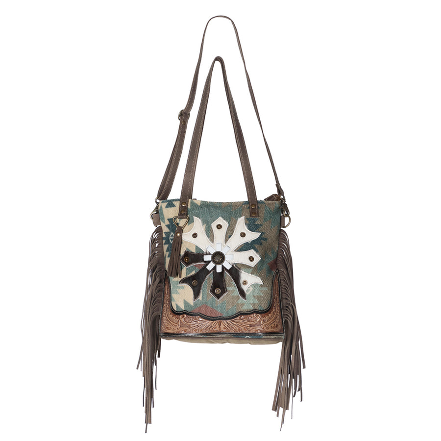 Ohlay Bags OHV180 Tote Hand Tooled Upcycled Canvas Hair-On Genuine by Hilason – Cowboy and equestrian accessories