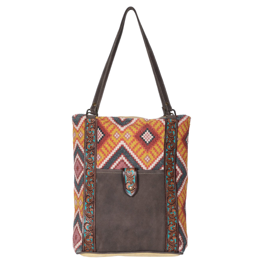 Ohlay Bags OHV199 Tote Hand Tooled Upcycled Wool Canvas Genuine by Hilason – Cowboy and equestrian accessories