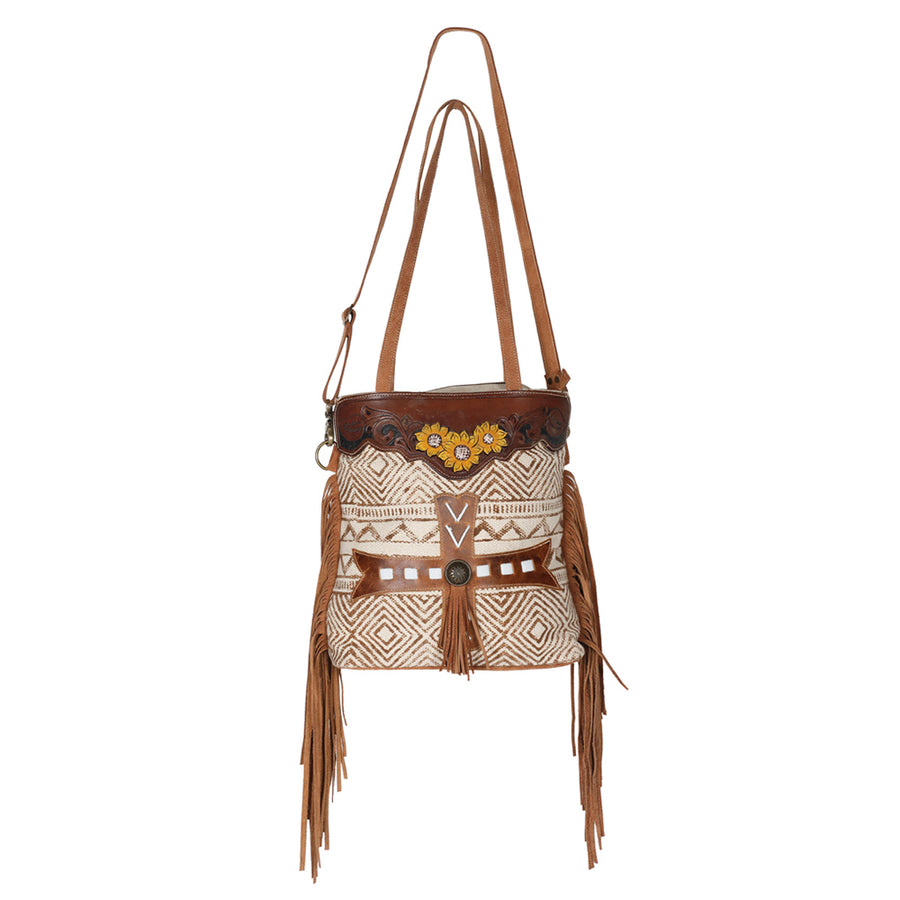 Ohlay Bags OHV201 Tote Hand Tooled Upcycled Canvas Genuine Leather by Hilason – Cowboy and equestrian accessories