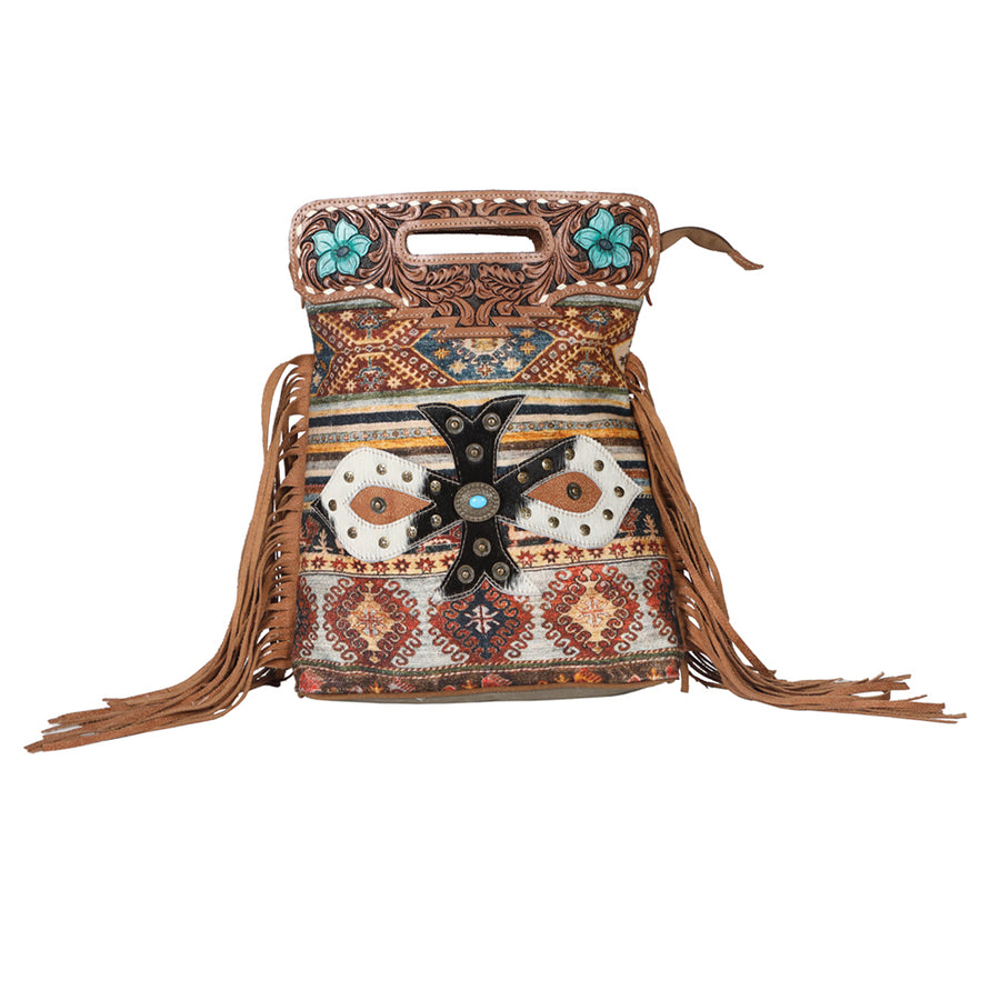 Ohlay Bags OHV206 Clutch Hand Tooled Upcycled Canvas Hair-On Genuine by Hilason – Cowboy and equestrian accessories