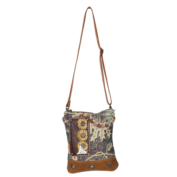 Ohlay Bags OHV213 Cross Body Ii Hand Tooled Upcycled Canvas Hair-On by Hilason – Cowboy and equestrian accessories