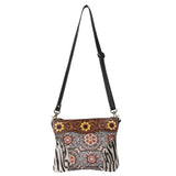 Ohlay Bags OHV218 Cross Body Ii Hand Tooled Upcycled Canvas Hair-On Genuine Leather Women Bag Western Handbag Purse