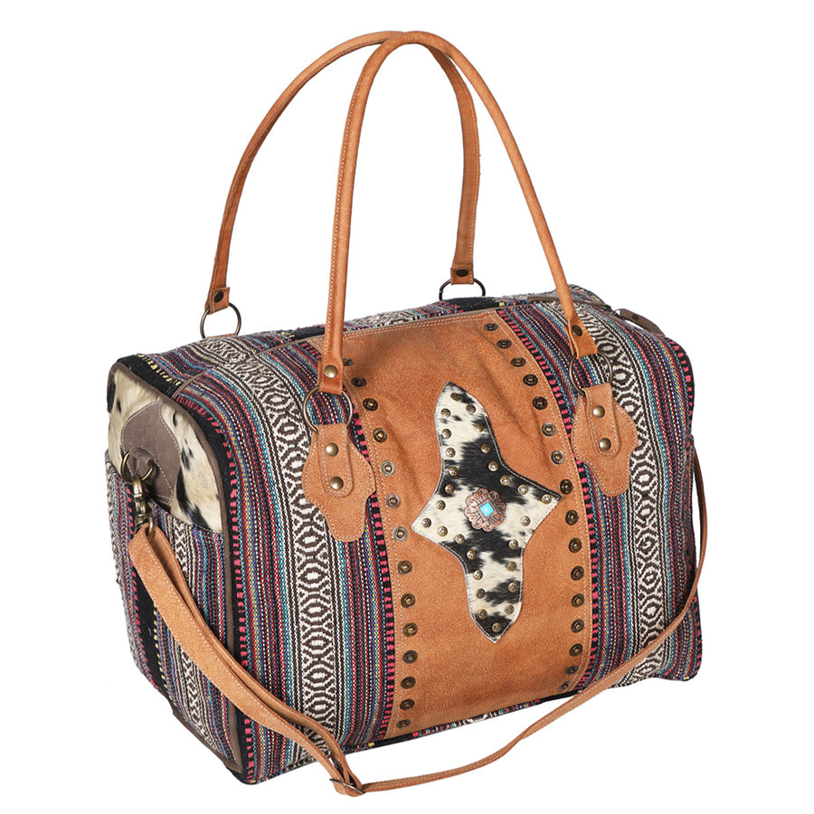 Ohlay Bags OHV222 Duffel Upcycled Wool Canvas Hair-On Genuine Leather by Hilason – Cowboy and equestrian accessories