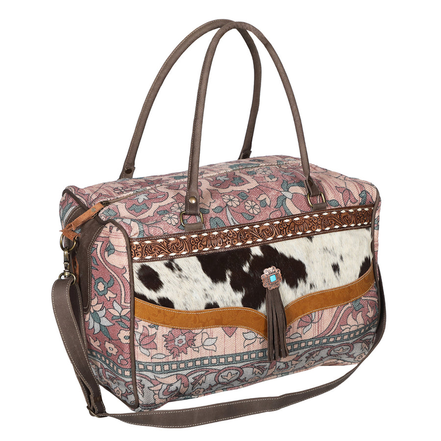 Ohlay Bags OHV224 Duffel Hand Tooled Embossed Hair-On Genuine Leather by Hilason – Cowboy and equestrian accessories