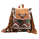 Ohlay Bags OHV235 Backpack Hand Tooled Upcycled Wool Genuine Leather Women Bag Western Handbag Purse