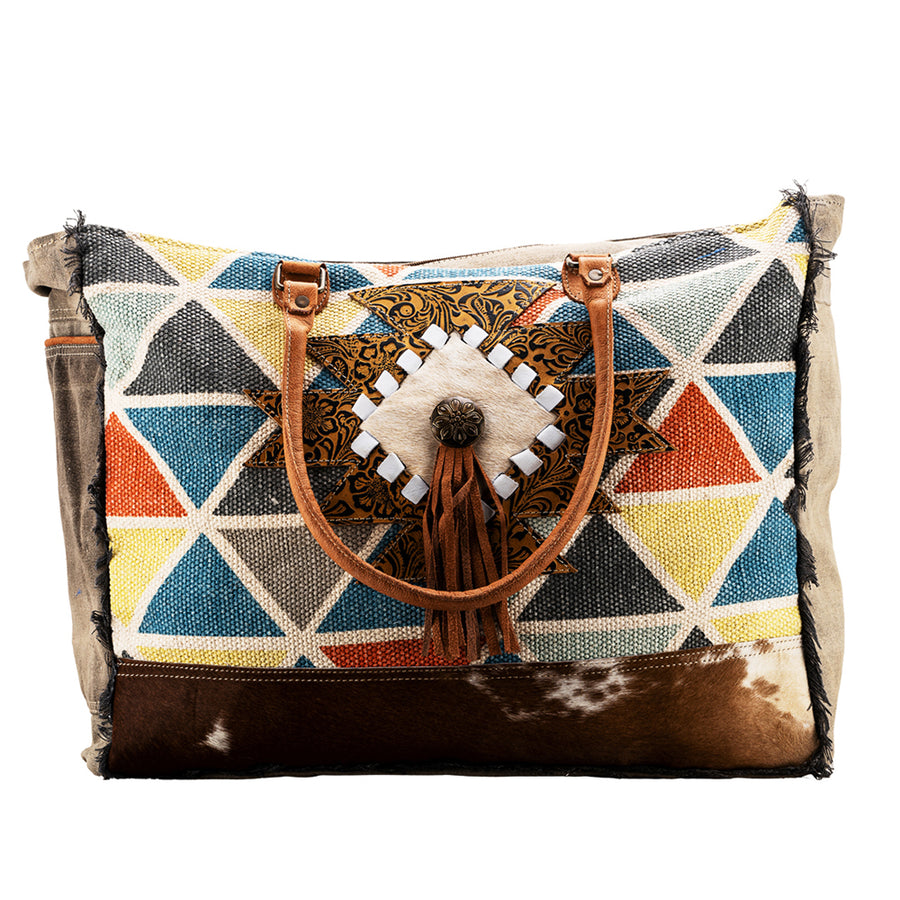 OHLAY WEEKENDER Upcycled Wool Upcycled Canvas Embossed Hair-on Genuine Leather women bag western handbag purse - Uhorse