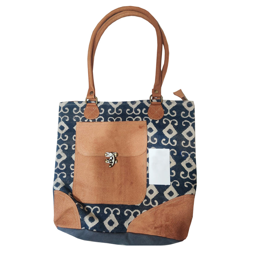 Ohlay Bags OHV240 Tote Upcycled Canvas Genuine Leather Women Bag W. by Hilason – Cowboy and equestrian accessories