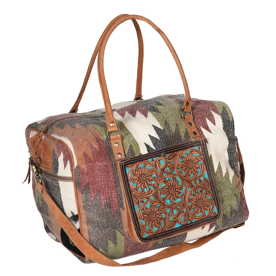 OHLAY WEEKENDER Hand Tooled Upcycled Wool Genuine Leather women bag western handbag purse - Uhorse