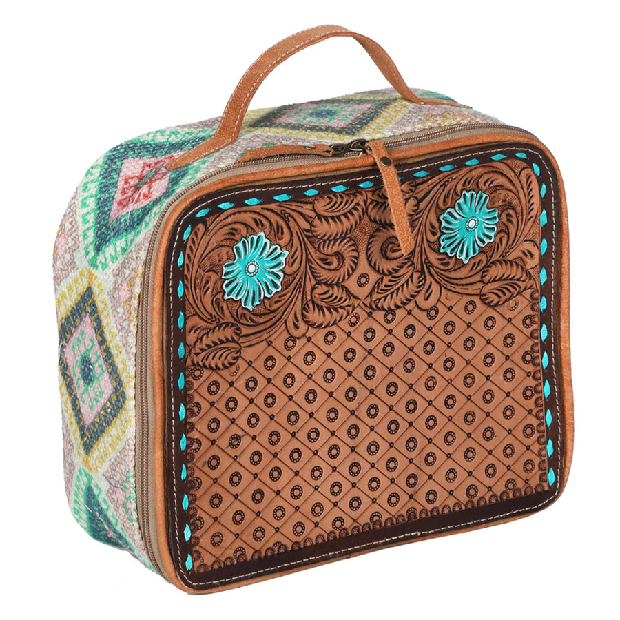 OHLAY OHV254 JEWELRY CASE Hand Tooled Upcycled Wool Genuine Leather by Hilason – Cowboy and equestrian accessories