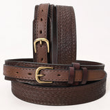 HILASON Tooled Genuine Heavy-duty Leather Hand Crafted Unisex Ranger Belt Brown