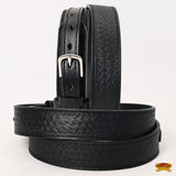 HILASON Tooled Genuine Heavy-duty Leather Hand Crafted Unisex Ranger Belt Black